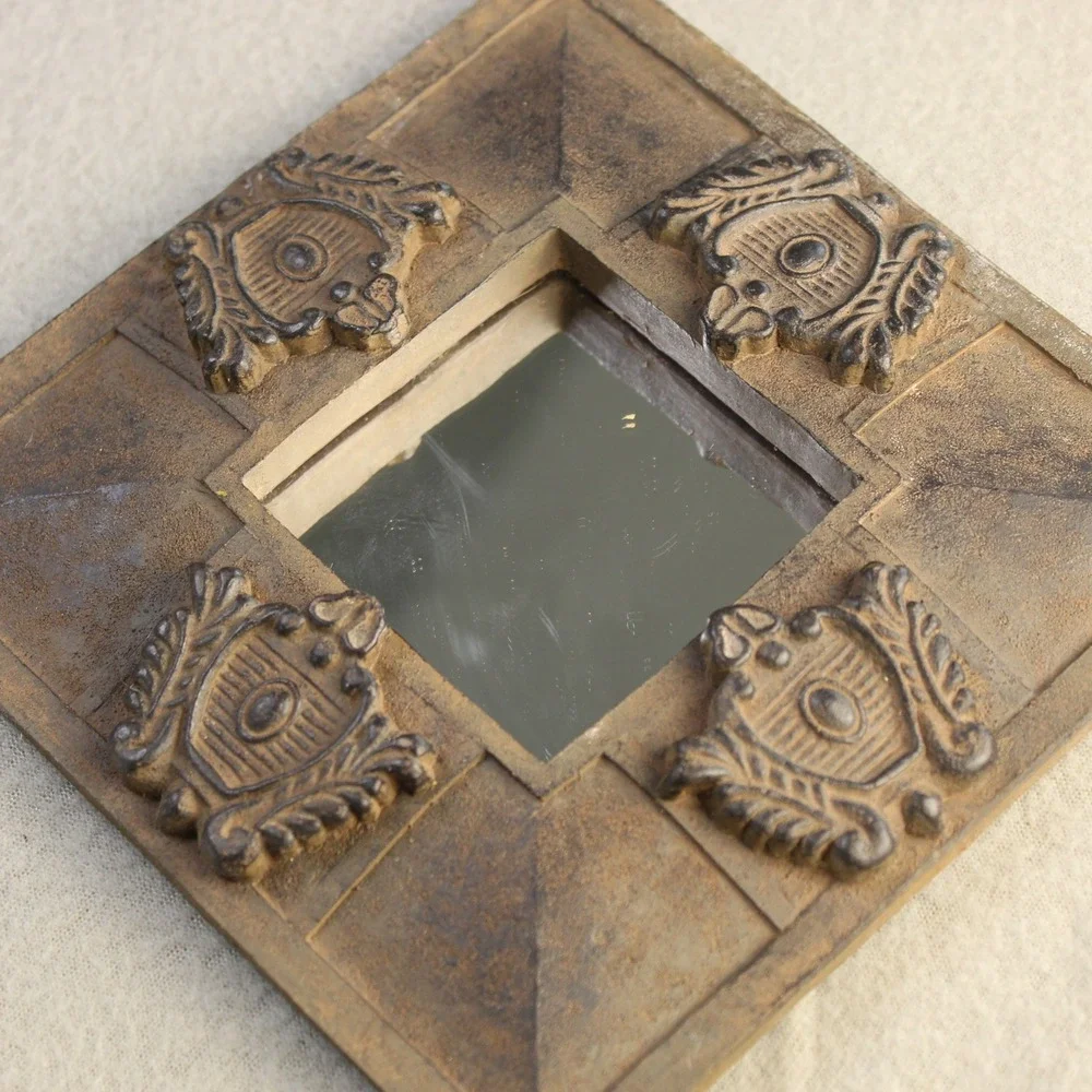Decorative Mini Wall Mirror Set Small Bronze Good Ornate Floral‎